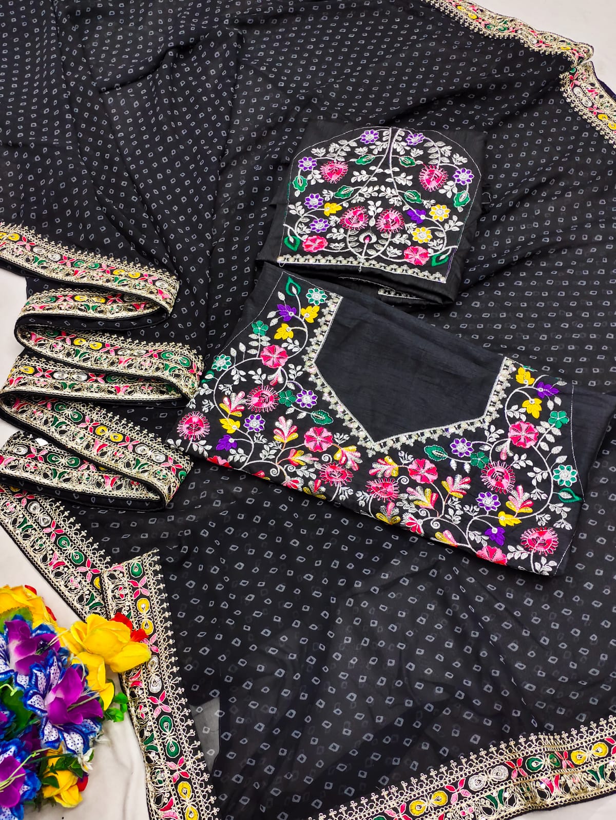 Stavan Raghumala Heavy Georgette Saree with Fancy Lace & Heavy Embroidery Blouse – M.R. Saree Emporium