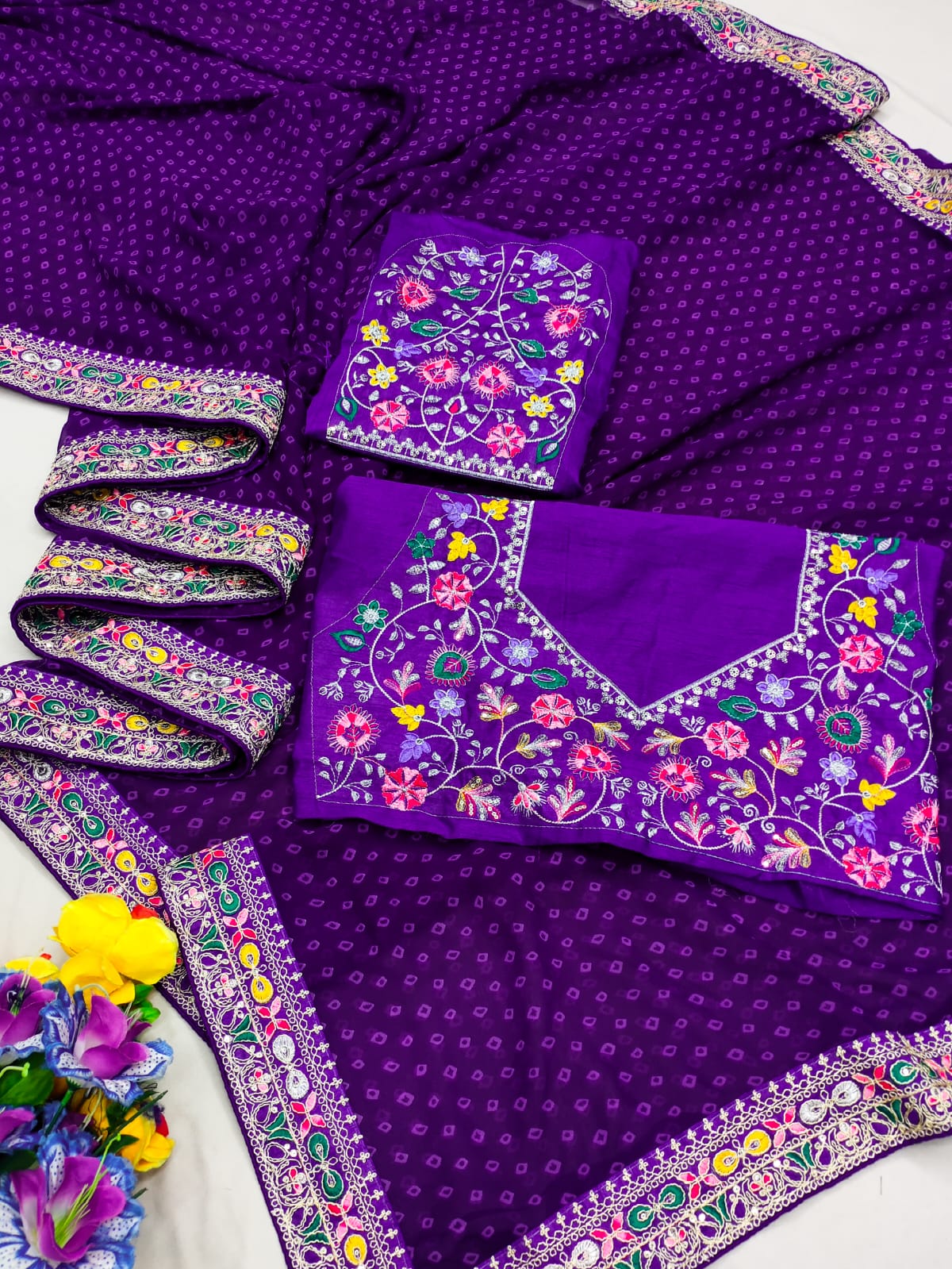 Stavan Raghumala Heavy Georgette Saree with Fancy Lace & Heavy Embroidery Blouse – M.R. Saree Emporium