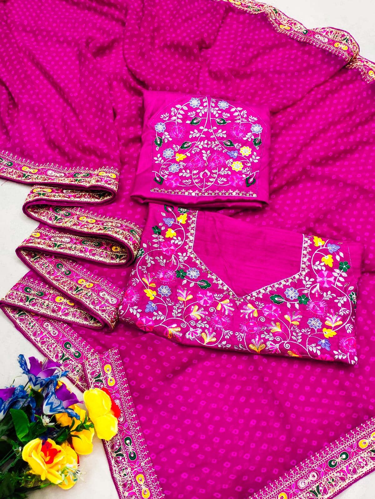 Stavan Raghumala Heavy Georgette Saree with Fancy Lace & Heavy Embroidery Blouse – M.R. Saree Emporium