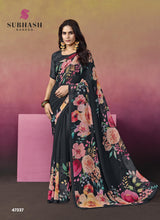 Subhash Ketaki-2 Premium Georgette Floral Printed Saree - 14 PCS Set
