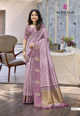 Subhash Nivara Cotton Weaving Saree - 6 PCS Set