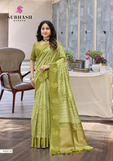 Subhash Nivara Cotton Silk Saree with Zari Work - 6 Pcs Set - Wholesale