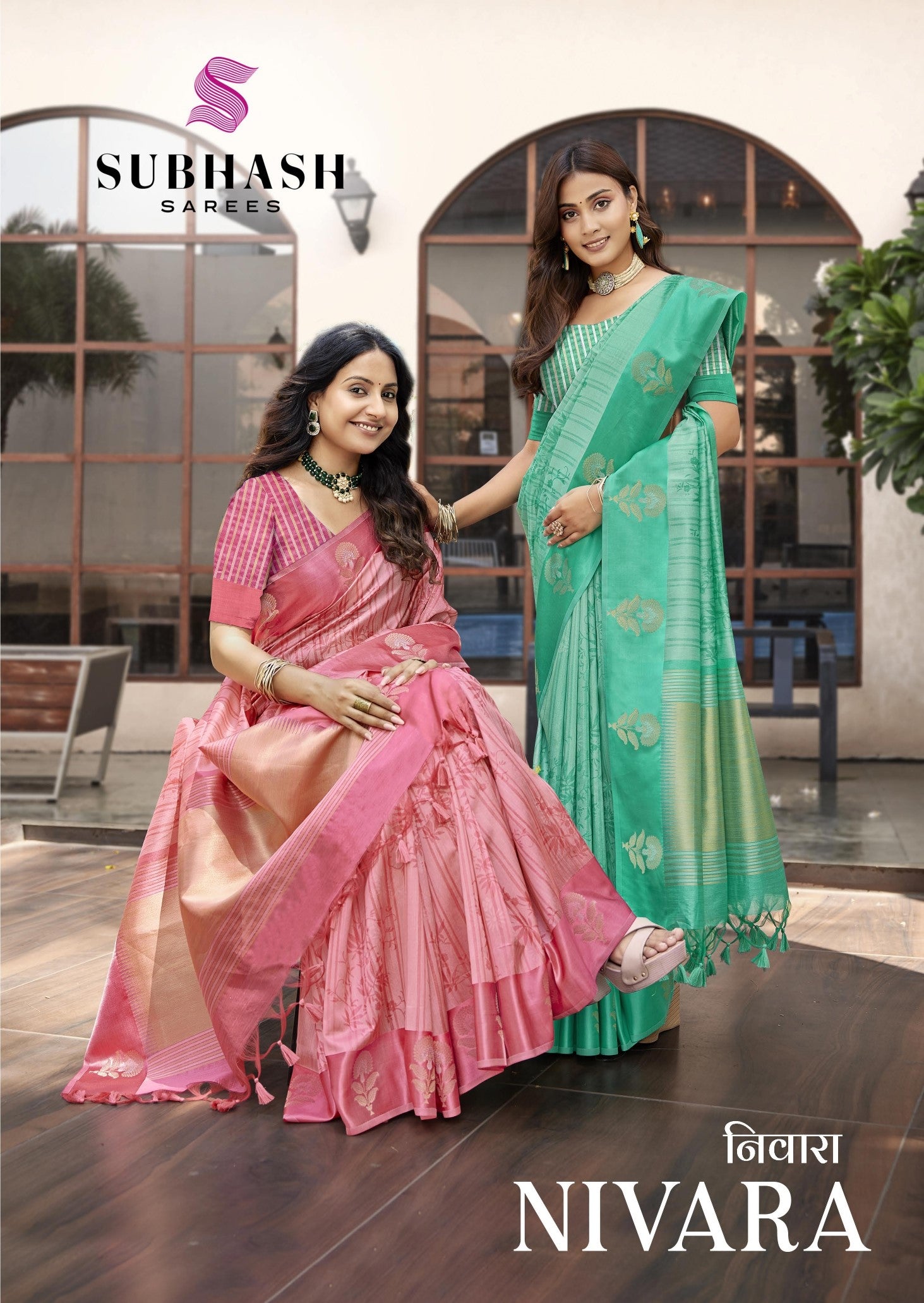 Subhash Nivara Cotton Silk Saree with Zari Work - 6 Pcs Set - Wholesale