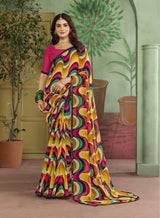 Subhash Riviera Fancy-10 Premium Georgette Printed Saree - 16 PCS Set