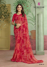 Subhash Riviera Fancy-10 Premium Georgette Printed Saree - 16 PCS Set