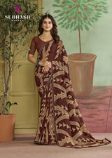 Subhash Riviera Fancy-10 Premium Georgette Printed Saree - 16 PCS Set
