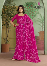 Subhash Riviera Fancy-10 Premium Georgette Printed Saree - 16 PCS Set