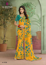 Subhash Riviera Fancy-10 Premium Georgette Printed Saree - 16 PCS Set