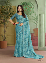 Subhash Riviera Fancy-10 Premium Georgette Printed Saree - 16 PCS Set