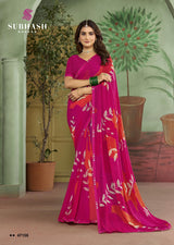 Subhash Riviera Fancy-10 Premium Georgette Printed Saree - 16 PCS Set