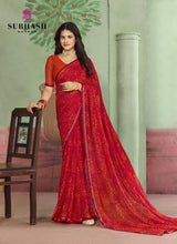 Subhash Riviera Fancy-10 Premium Georgette Printed Saree - 16 PCS Set
