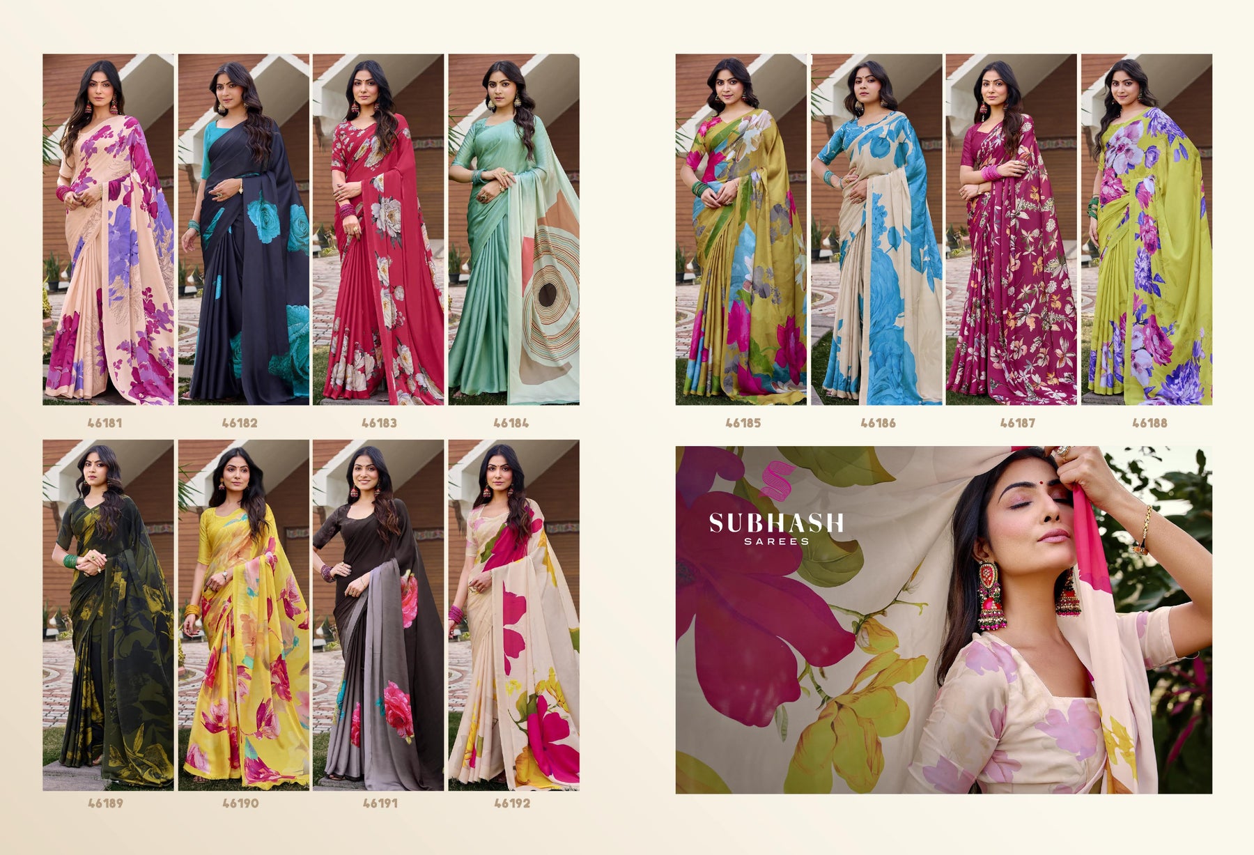 Subhash Dilnaaz Moss Crepe Designer Printed Saree Catalog – 12 PCS Full Set by M.R. Saree Emporium
