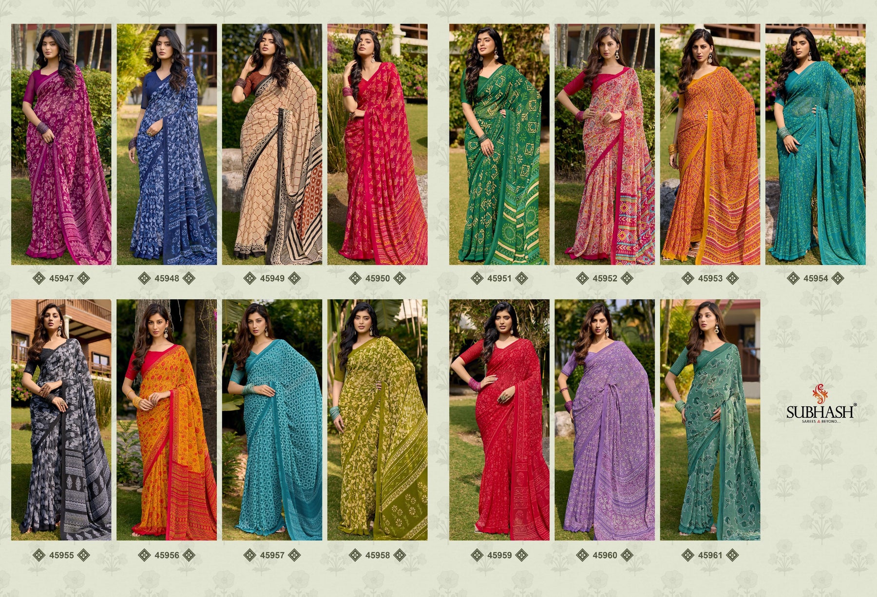 Subhash HomeMaker Vol-18 Fancy Floral Print Saree – 15 Pcs Set Premium Daily to Festive Wear M.R. Saree Emporium