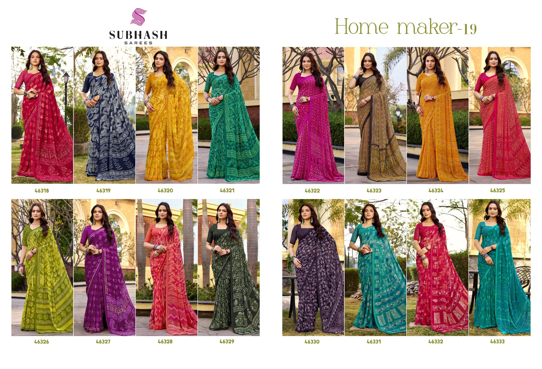 Subhash Homemaker-19 Soft Georgette Printed Saree Collection-16 Pcs Set by M.R. Saree Emporium