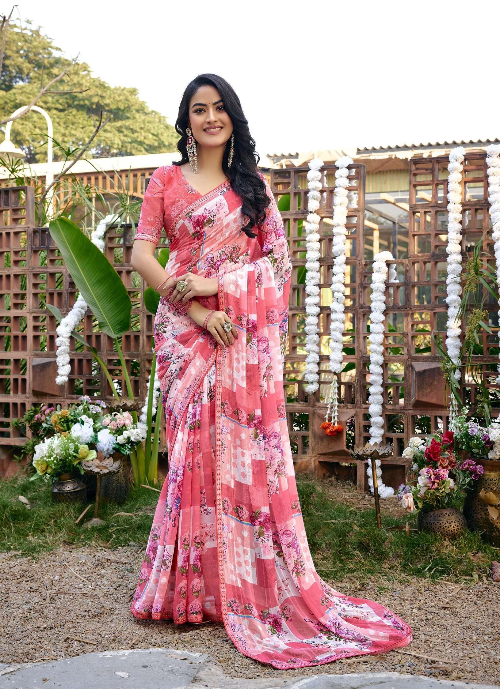 Subhash Prakruti-16 Georgette Chiffon Printed Saree – 12 PCS Set-M.R. Saree Emporium