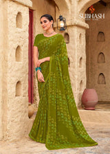 Subhash Radha Soft Georgette Designer Printed Saree-12 PCS Full Set by M.R. Saree Emporium