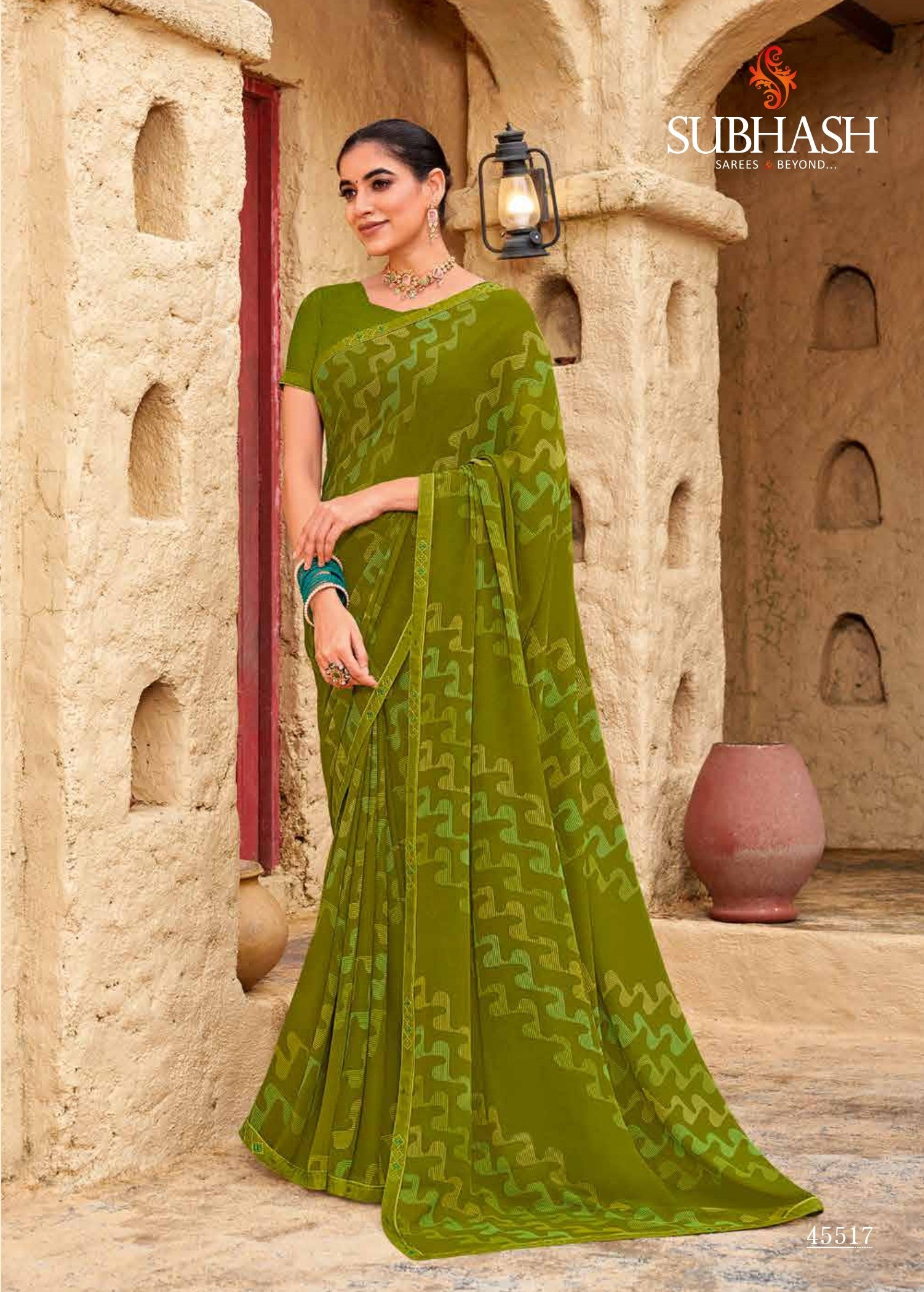 Subhash Radha Soft Georgette Designer Printed Saree-12 PCS Full Set by M.R. Saree Emporium