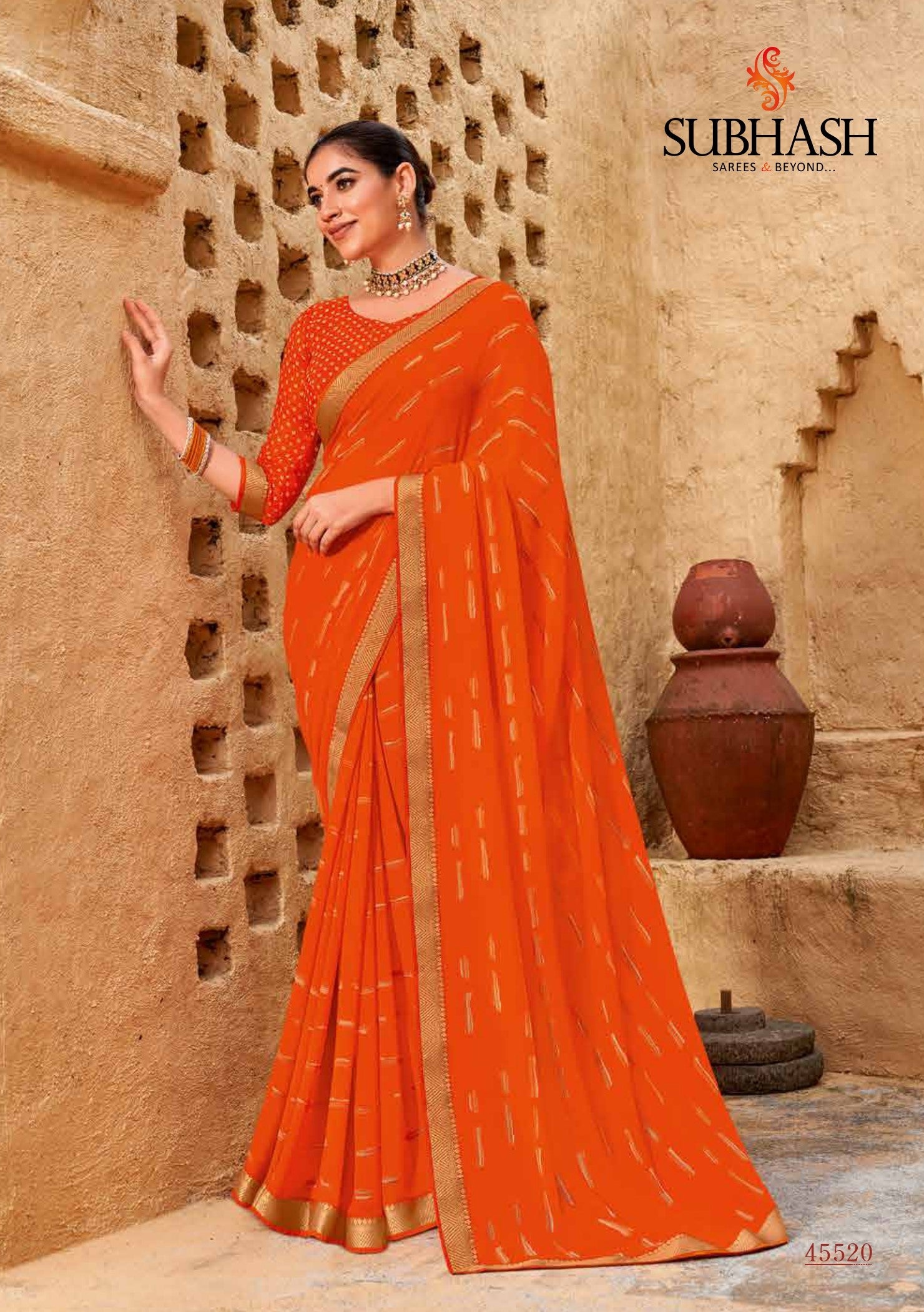 Subhash Radha Soft Georgette Designer Printed Saree-12 PCS Full Set by M.R. Saree Emporium