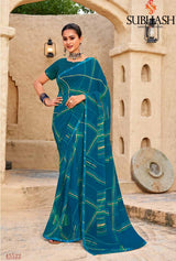 Subhash Radha Soft Georgette Designer Printed Saree-12 PCS Full Set by M.R. Saree Emporium