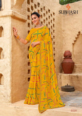 Subhash Radha Soft Georgette Designer Printed Saree-12 PCS Full Set by M.R. Saree Emporium