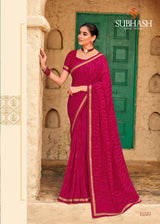 Subhash Sarees Radha-09 Printed Georgette Saree 12 Pcs Set With Border - M.R. Saree Emporium