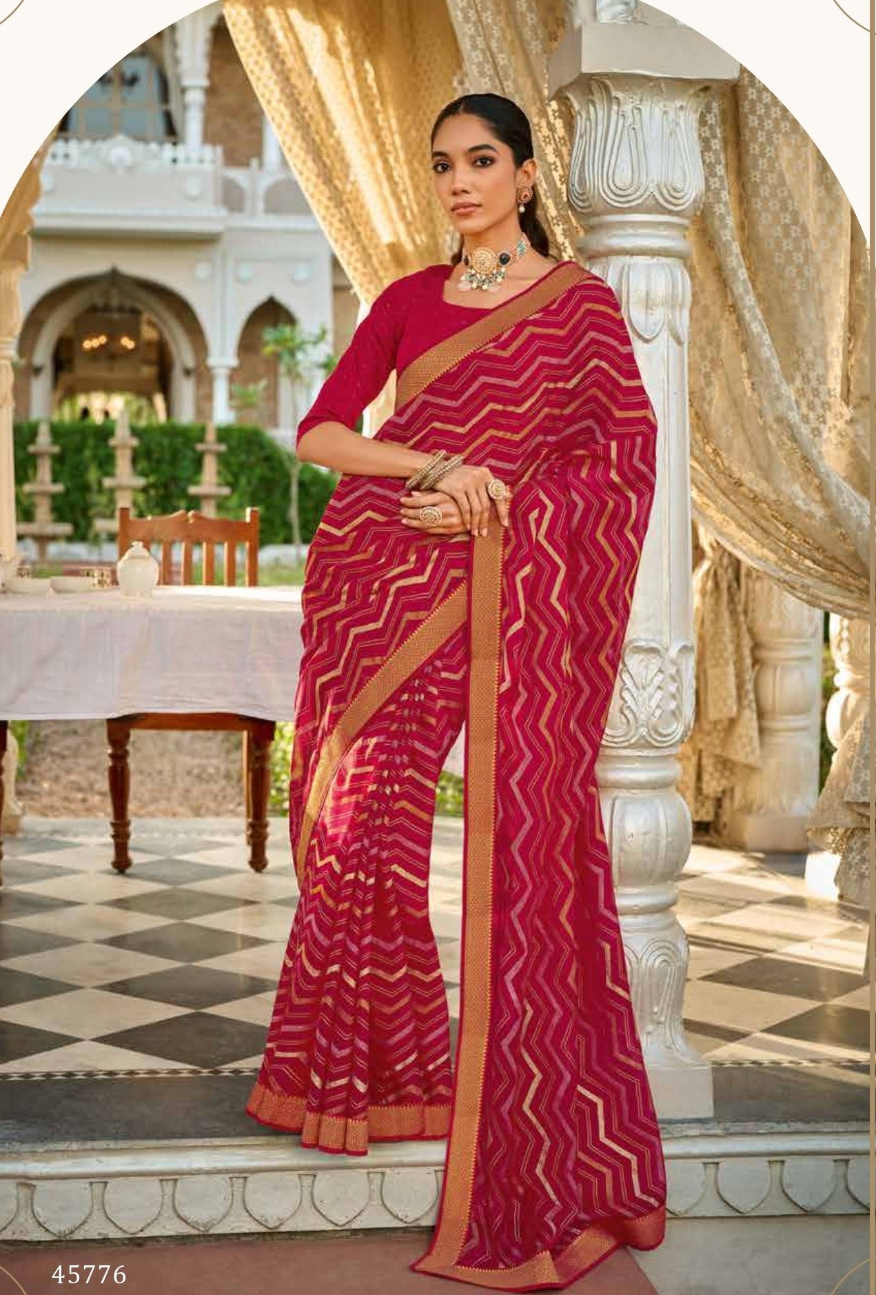 Subhash Sarbani-11 D.No-45776 Red Printed Synthetics Saree With Border - M.R. Saree Emporium