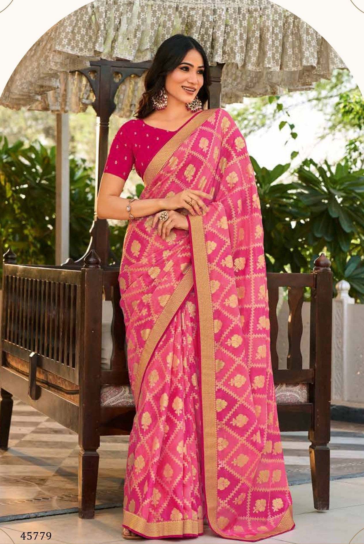Subhash Sarbani-11 D.No-45779 Rani Pink Printed Synthetics Saree With Border - M.R. Saree Emporium