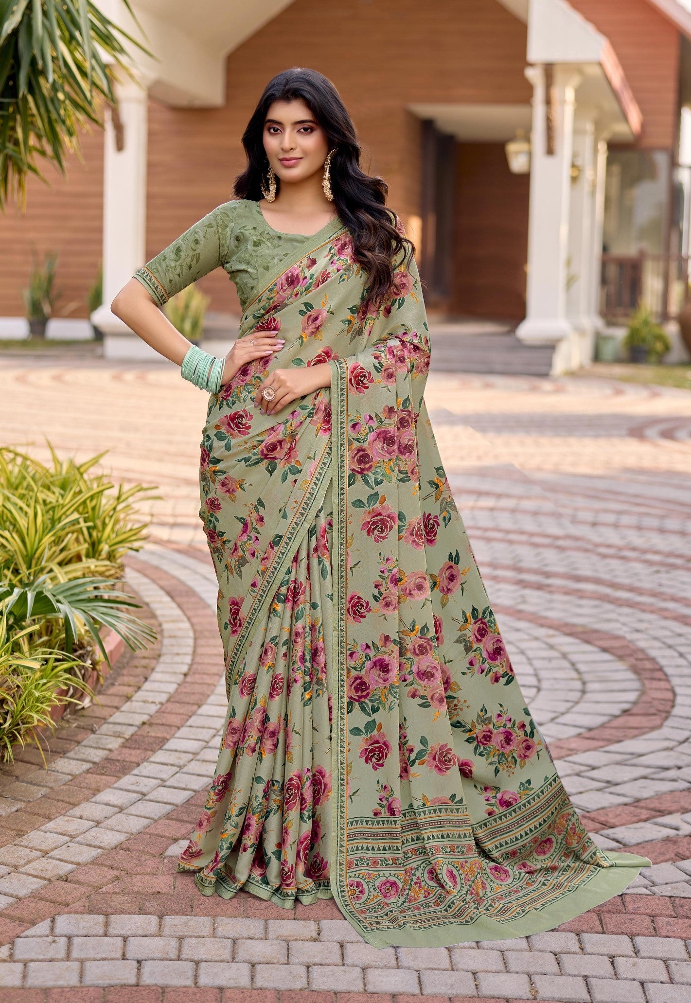 Subhash Sarees Suhani Vol-14 D.No-45964 Floral Printed Saree Single Piece - M.R. Saree Emporium