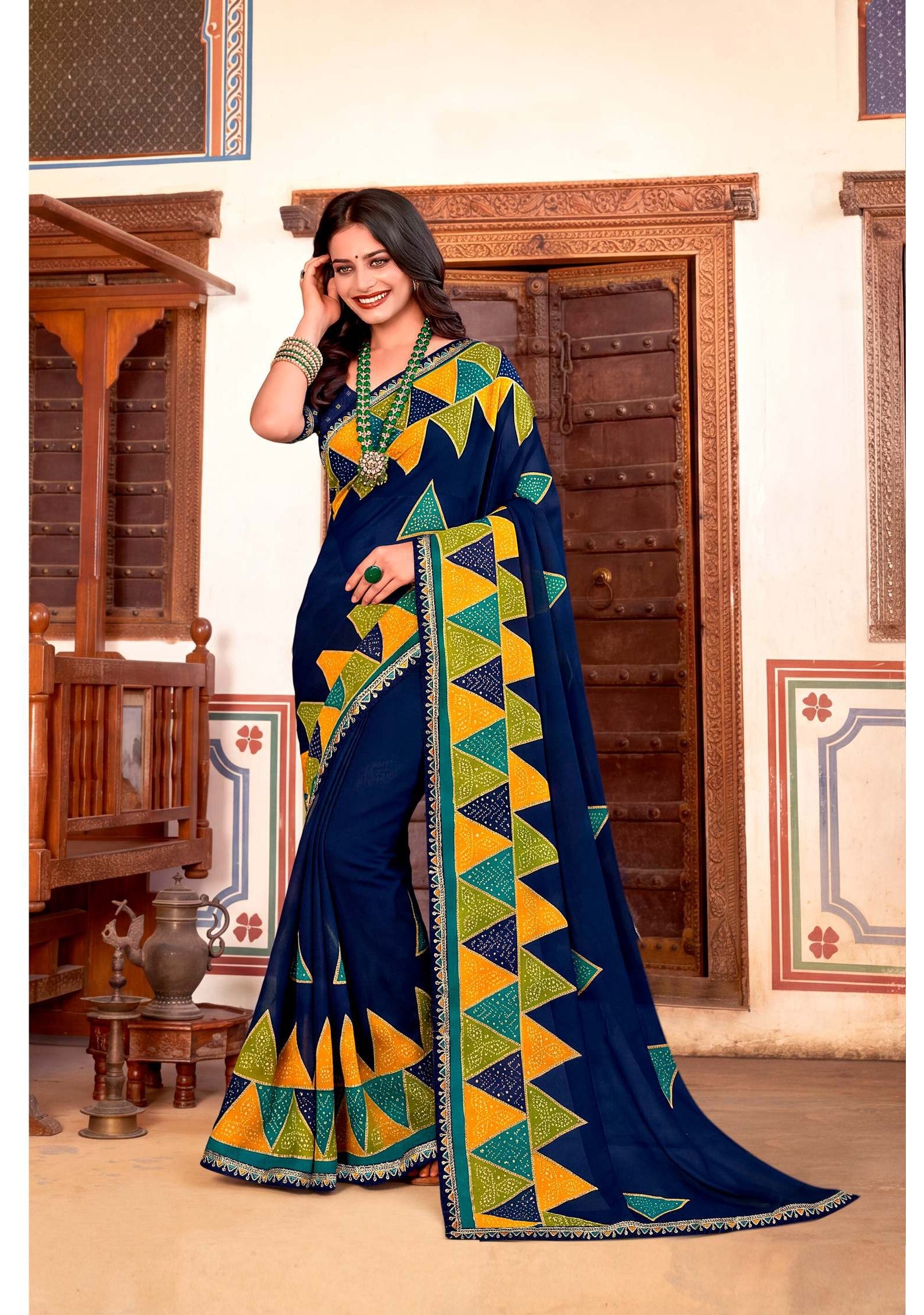 Suhagan Traditional Bandhani Print Saree with Designer Border - Festive & Wedding Wear Collection