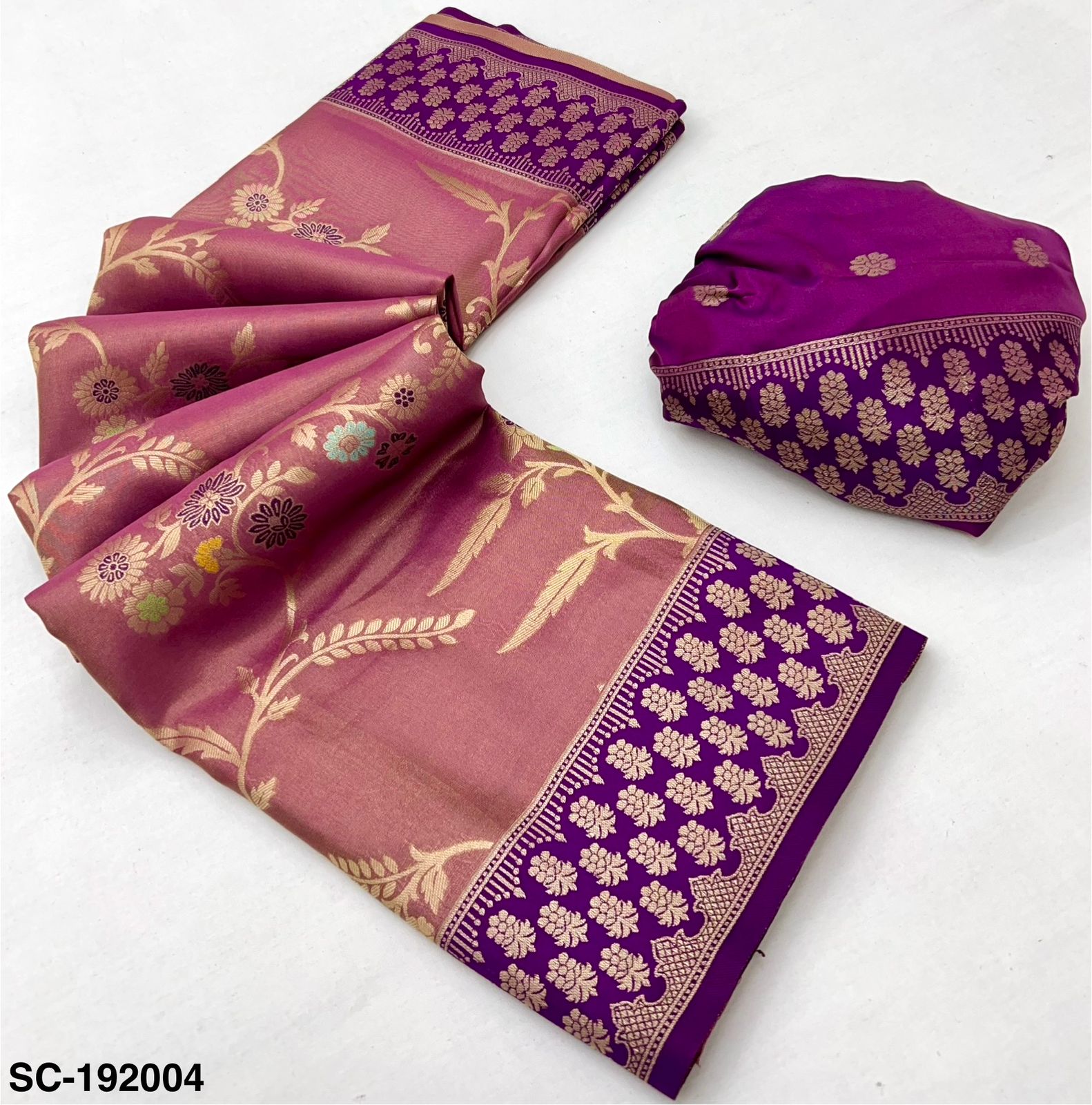 RajYog Sundari Contrast Tissue Dharmavaram Silk Saree - 5 Pcs Set