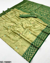 RajYog Sundari Contrast Tissue Dharmavaram Silk Saree - 5 Pcs Set