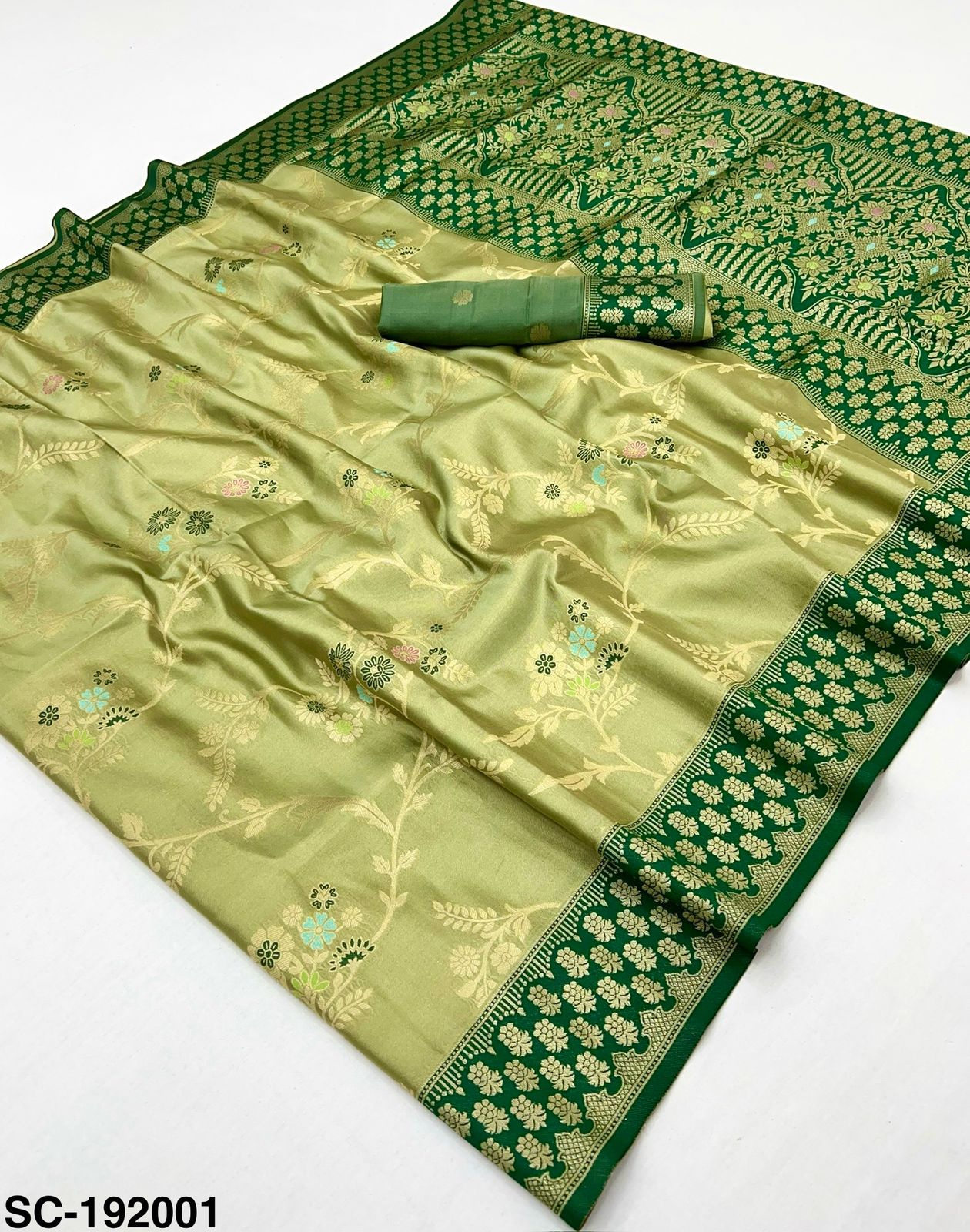 RajYog Sundari Contrast Tissue Dharmavaram Silk Saree - 5 Pcs Set