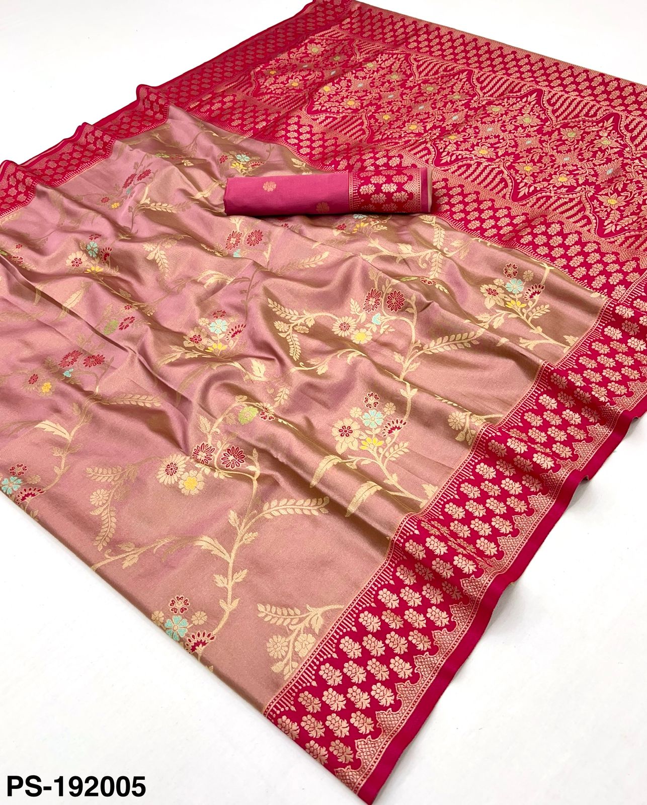 RajYog Sundari Contrast Tissue Dharmavaram Silk Saree - 5 Pcs Set