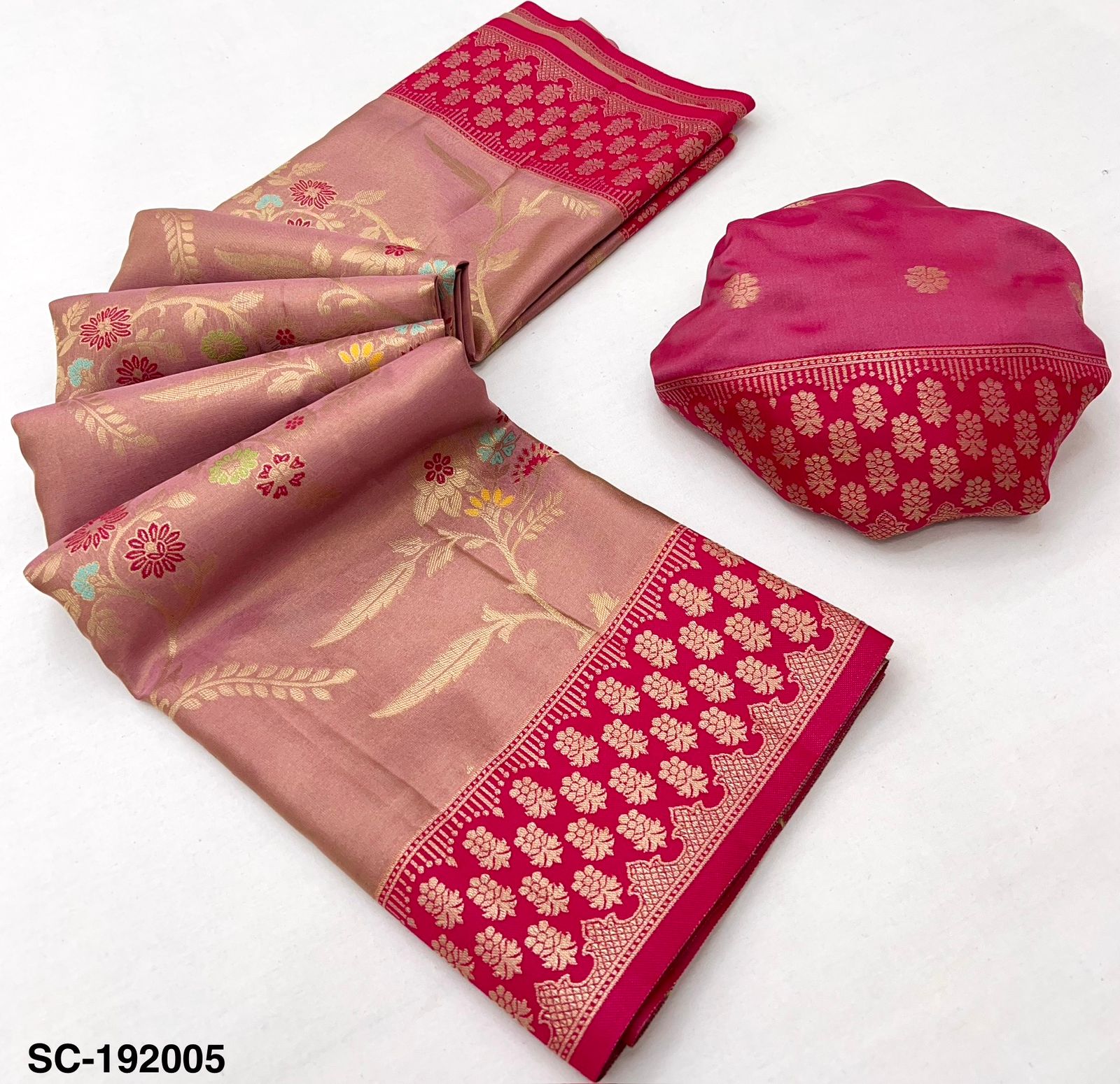 RajYog Sundari Contrast Tissue Dharmavaram Silk Saree - 5 Pcs Set