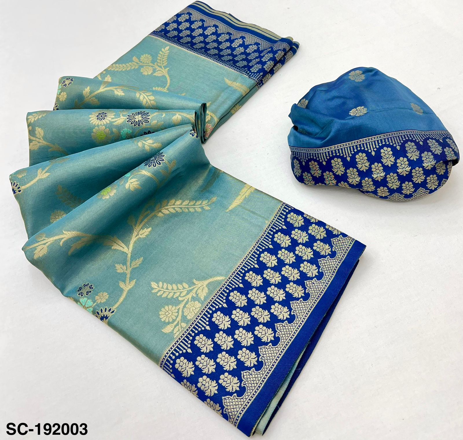RajYog Sundari Contrast Tissue Dharmavaram Silk Saree - 5 Pcs Set