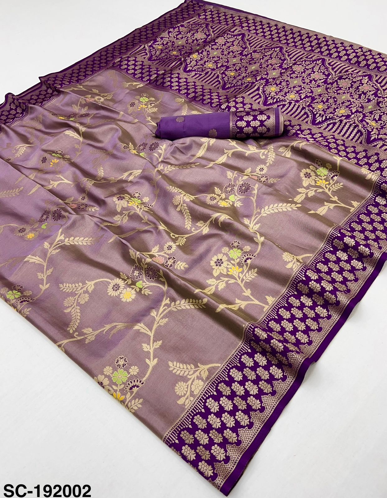 RajYog Sundari Contrast Tissue Dharmavaram Silk Saree - 5 Pcs Set