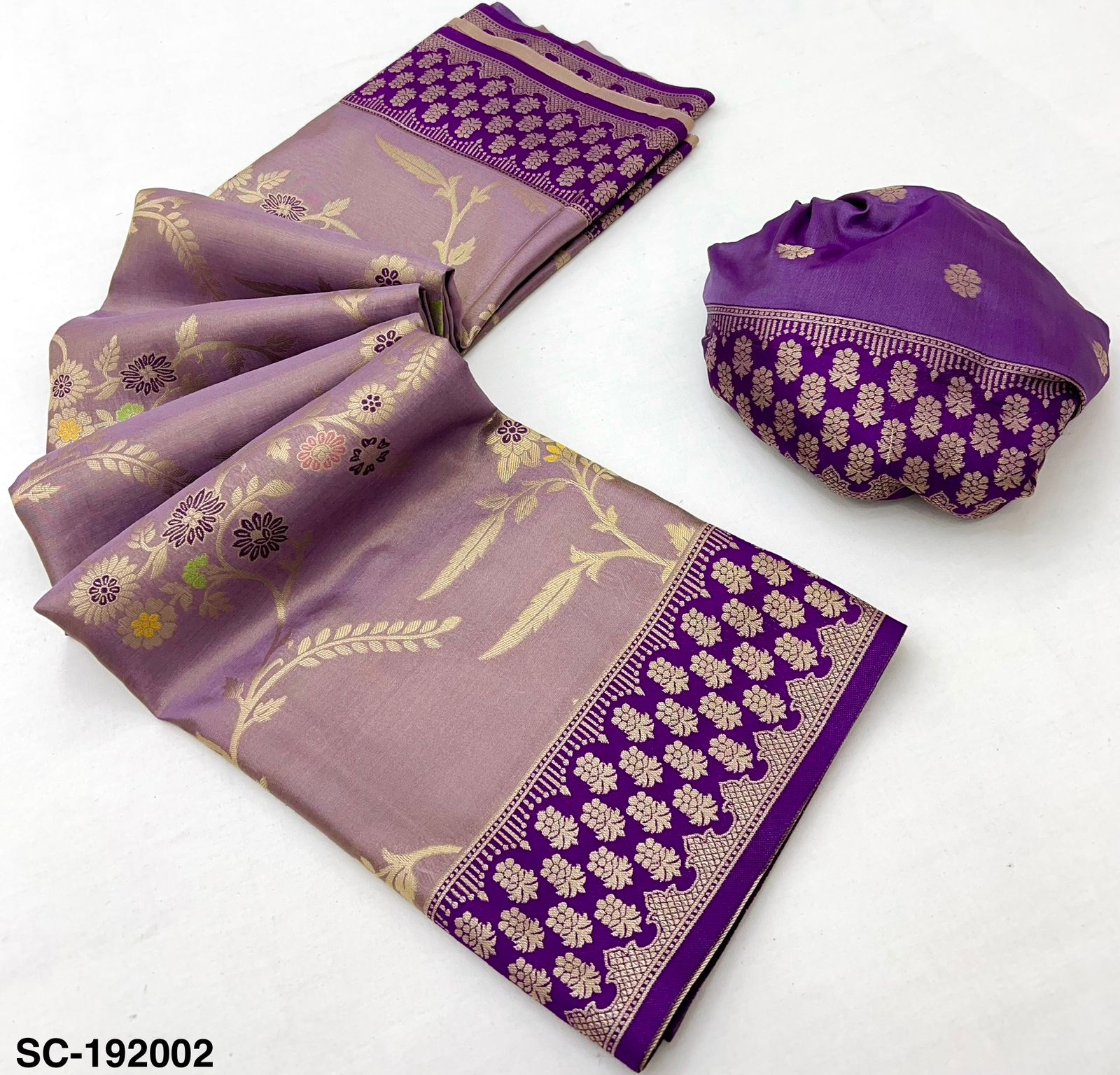 RajYog Sundari Contrast Tissue Dharmavaram Silk Saree - 5 Pcs Set