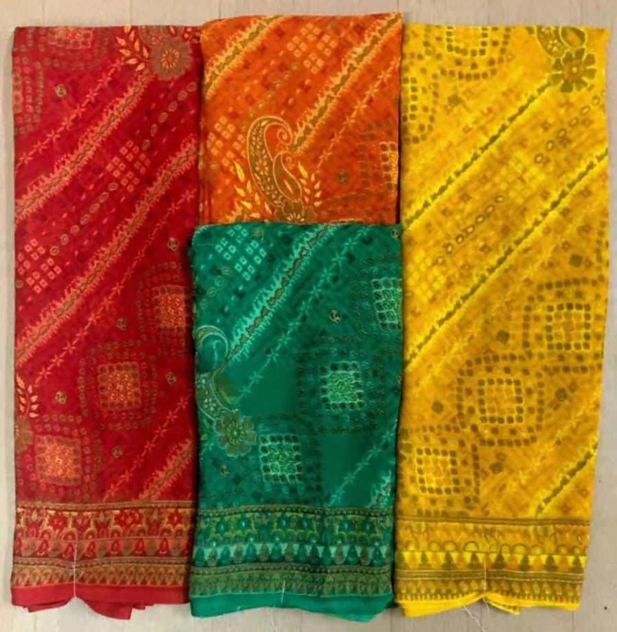 Traditional Bandhani Printed Saree – 4 Pcs Set Rich Border Work Festive Wear Collection – M.R. Saree Emporium