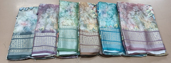 Brasso Digital-01 Print Fancy Saree – 6 Pcs Set-M.R. Saree Emporium