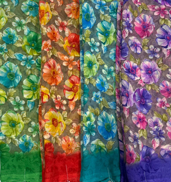 Syn-08 Weightless Printed Saree – Set of 4 Pcs – M.R. Saree Emporium