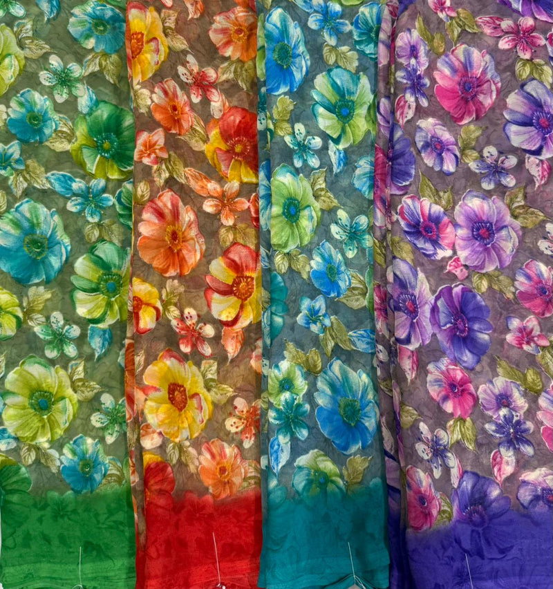 Syn-08 Weightless Printed Saree – Set of 4 Pcs – M.R. Saree Emporium