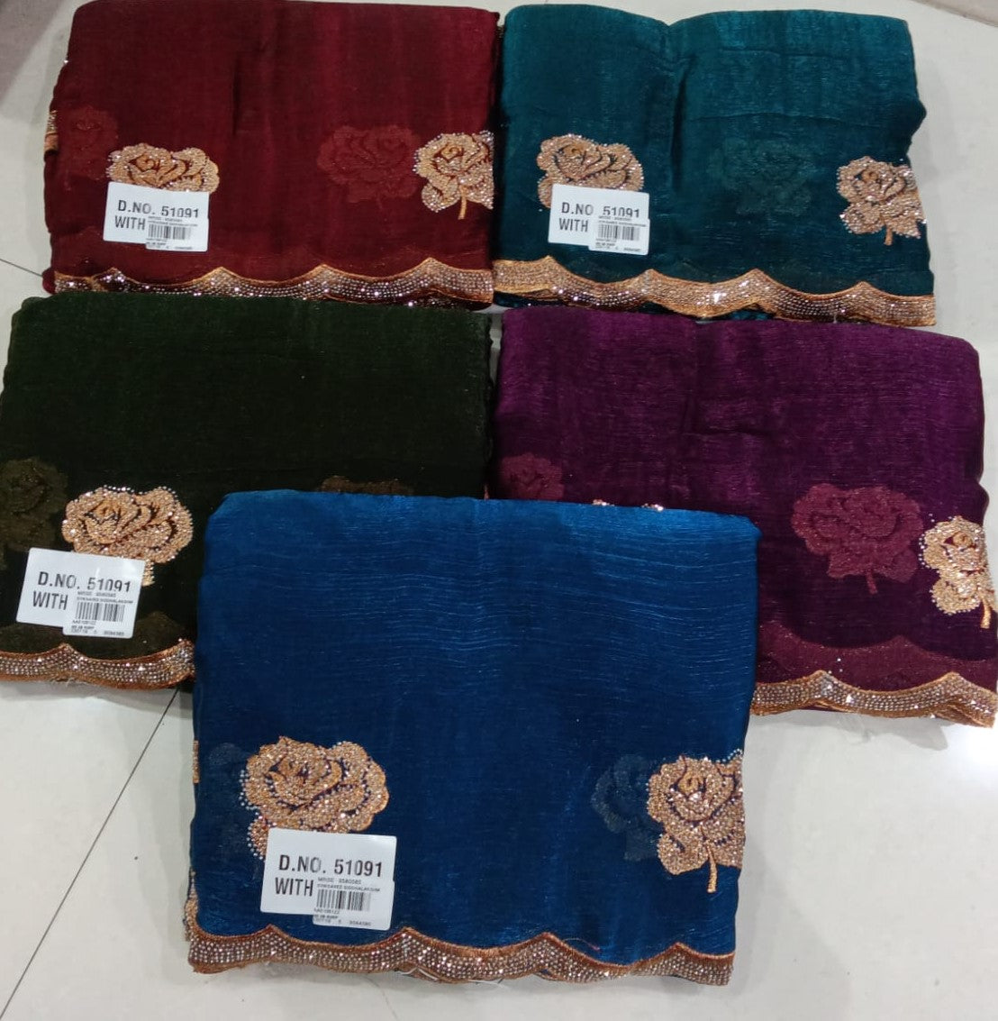 Fancy Rose Embroidery Designer Border Saree Set (5 Pcs Set) – M.R. Saree Emporium