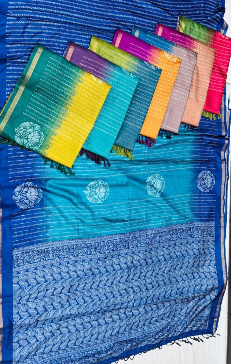 Matka Silk Fancy Saree 8 Pcs Set -Dual Shade Weaving Sarees – M.R. Saree Emporium