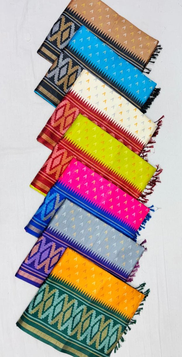 Matka Silk Fancy Saree 7 Pcs Set -Weaving & Contrast Pallu – M.R. Saree Emporium
