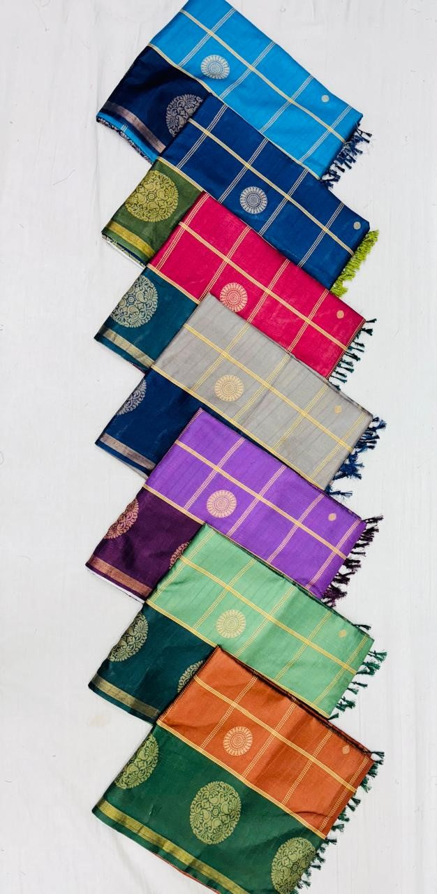 Matka Silk Fancy Saree 7 Pcs Set -Weaving & Contrast Pallu – M.R. Saree Emporium