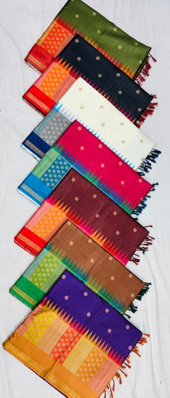 Matka Silk Fancy Saree 7 Pcs Set - Floral & Contrast Border – M.R. Saree Emporium