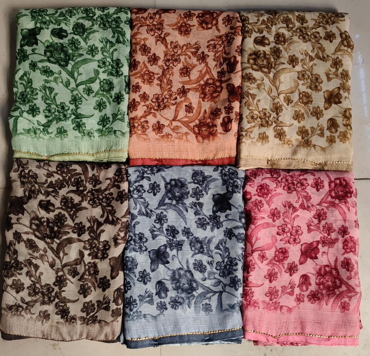 Heavy Rennial Floral -04 Print Saree Set of 6 Pcs – M.R. Saree Emporium