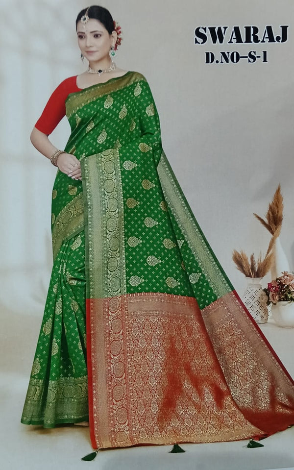 Swaraj Silk Banarasi Weaving Saree Set of 6 Pcs – M.R. Saree Emporium