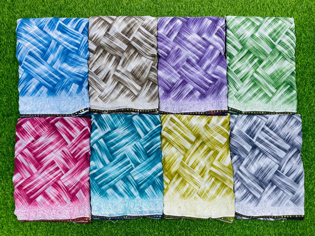 Zomato Printed-03 Soft Daily Wear Saree – Multicolor Leaf Print-8 Pcs Set-M.R. Saree Emporium