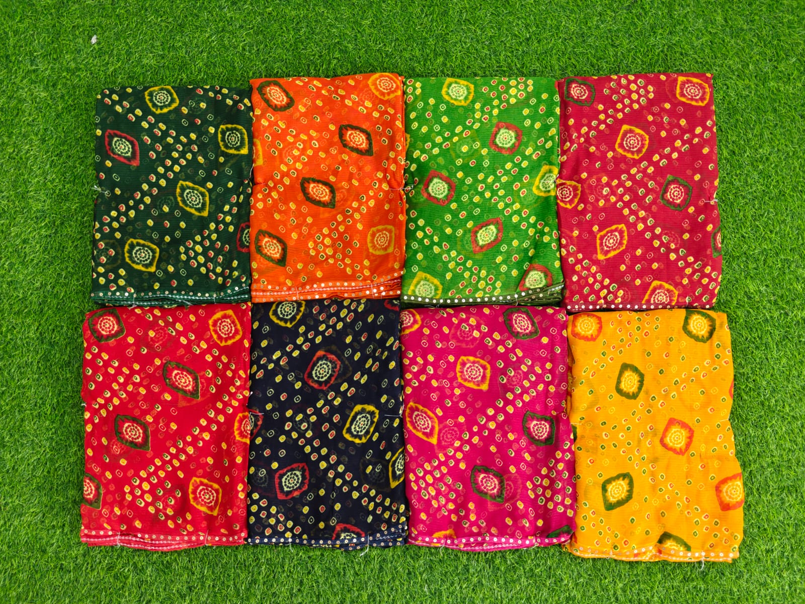 Zomato Printed-07 Soft Daily Wear Saree – Multicolor Leaf Print-8 Pcs Set-M.R. Saree Emporium